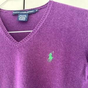 Ralph Lauren Sport Purple Merino Wool Blend V-Neck Sweater (Size S)
